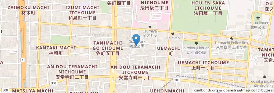 Mapa de ubicacion de 銅座幼稚園 en Japan, 大阪府, Osaka, 中央区.