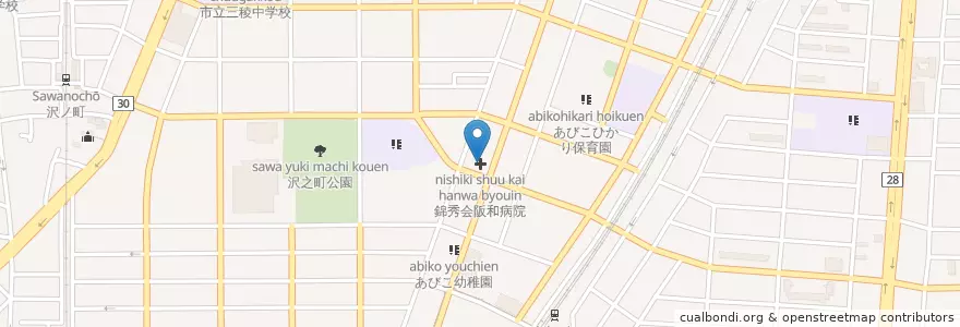 Mapa de ubicacion de 錦秀会阪和病院 en 日本, 大阪府, 大阪市, 住吉区.