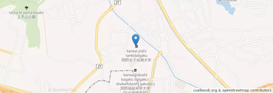 Mapa de ubicacion de 関西女子短期大学 en 日本, 大阪府, 柏原市.