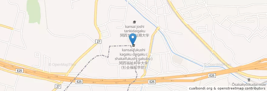 Mapa de ubicacion de 関西福祉科学大学（健康福祉学部） en ژاپن, 大阪府, 柏原市.
