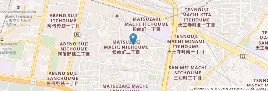 Mapa de ubicacion de 阿倍野松崎郵便局 en Япония, Осака, 大阪市, 阿倍野区.