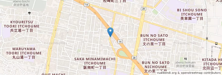 Mapa de ubicacion de 阿倍野苗代田郵便局 en 日本, 大阪府, 大阪市, 阿倍野区.