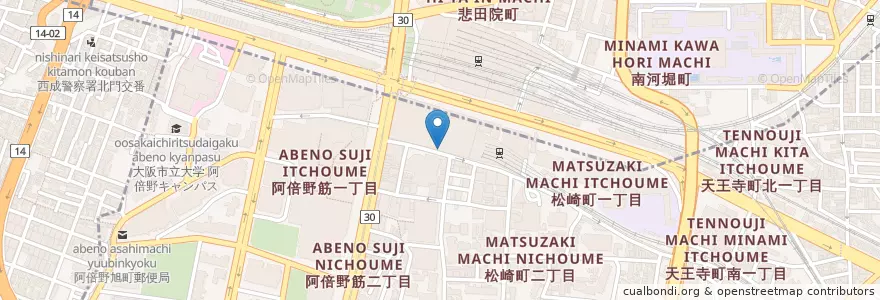 Mapa de ubicacion de 阿倍野橋交番 en Japan, Osaka Prefecture, Osaka, Abeno Ward.