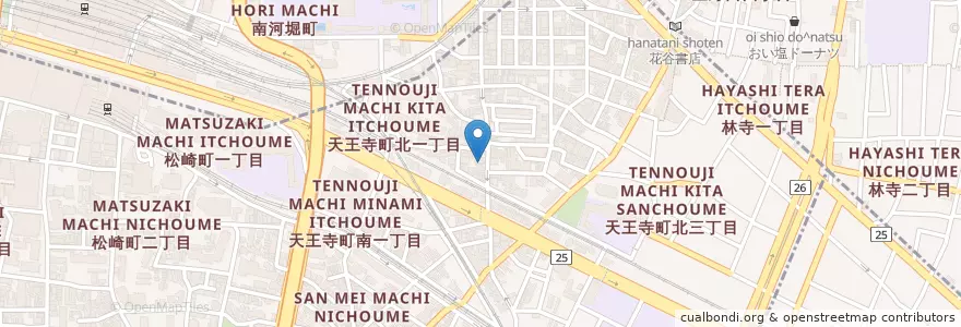 Mapa de ubicacion de 阿倍野高松郵便局 en Giappone, Prefettura Di Osaka, 大阪市, 阿倍野区.