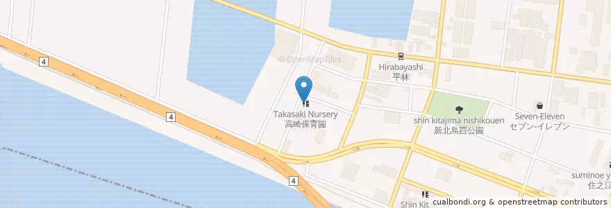 Mapa de ubicacion de 高崎保育園 en Япония, Осака, 大阪市, 住之江区.