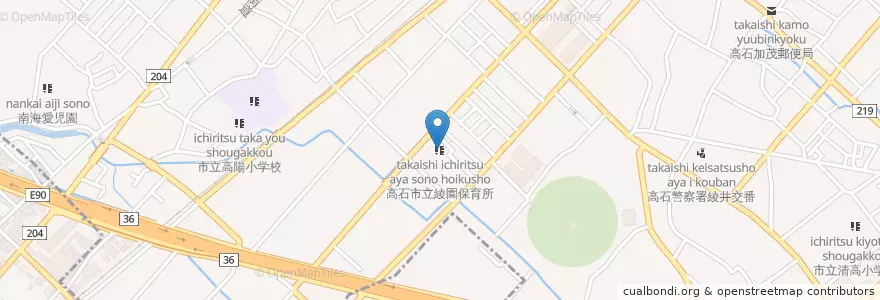 Mapa de ubicacion de 高石市立綾園保育所 en 日本, 大阪府, 高石市.