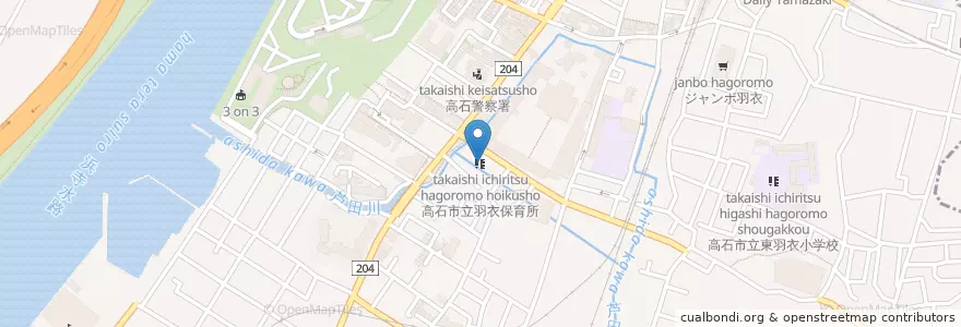 Mapa de ubicacion de 高石市立羽衣保育所 en اليابان, أوساكا, 高石市.