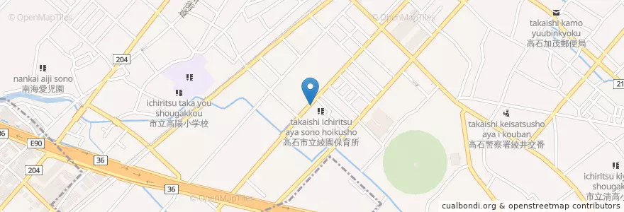 Mapa de ubicacion de 高石綾園郵便局 en 日本, 大阪府, 高石市.