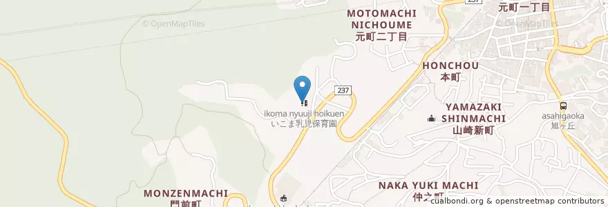 Mapa de ubicacion de いこま乳児保育園 en 일본, 나라현, 生駒市.
