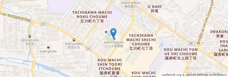 Mapa de ubicacion de かんろ保育園 en 日本, 鳥取県, 鳥取市.