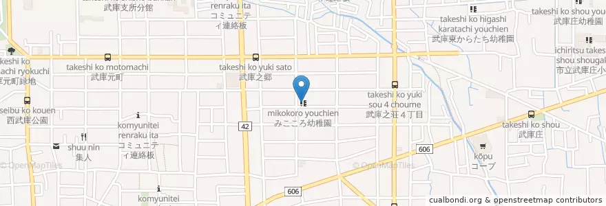 Mapa de ubicacion de みこころ幼稚園 en Japón, Prefectura De Hyōgo, 尼崎市.