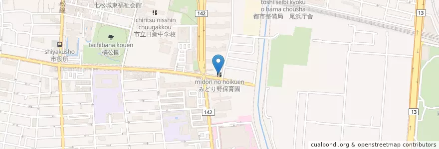 Mapa de ubicacion de みどり野保育園 en Япония, Хёго, 尼崎市.