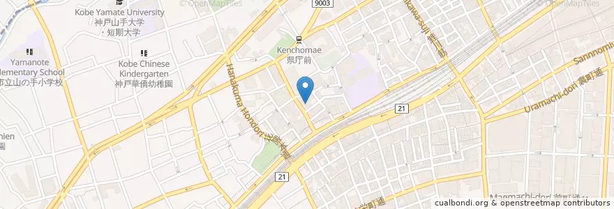 Mapa de ubicacion de 一輝会荻原整形外科病院 en Japon, Préfecture De Hyōgo, 神戸市, 中央区.