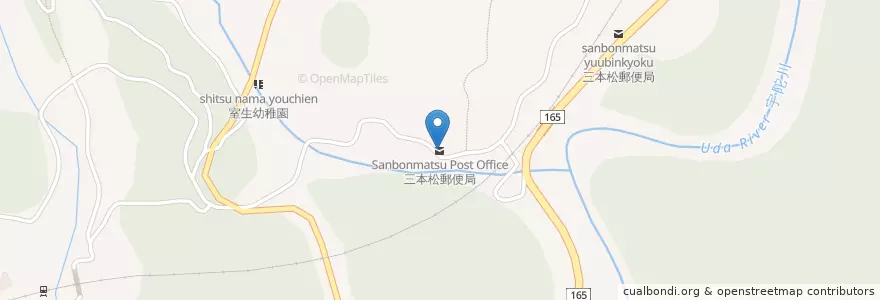 Mapa de ubicacion de Sanbonmatsu Post Office en Japan, Nara Prefecture, Uda.