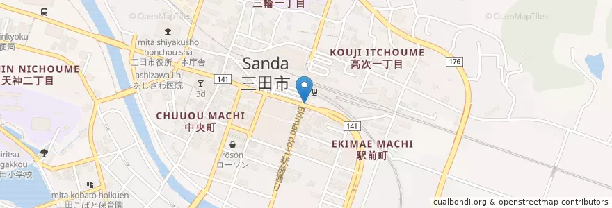 Mapa de ubicacion de 三田警察署三田駅前交番 en Jepun, 兵庫県, 三田市.