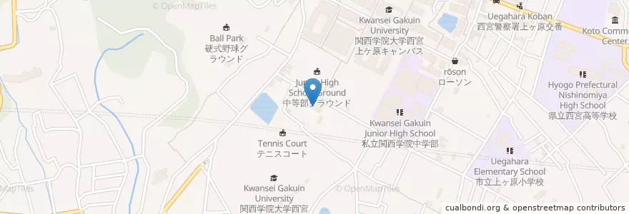 Mapa de ubicacion de 上ケ原幼稚園 en Japon, Préfecture De Hyōgo, Nishinomiya.