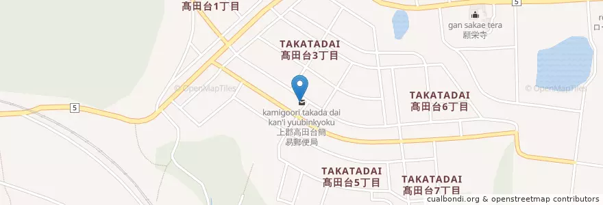 Mapa de ubicacion de 上郡高田台簡易郵便局 en ژاپن, 兵庫県, 赤穂郡, 上郡町.