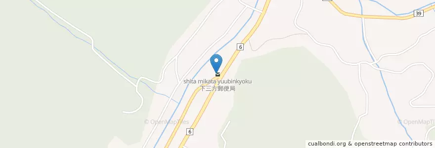 Mapa de ubicacion de 下三方郵便局 en 日本, 兵庫県, 宍粟市.