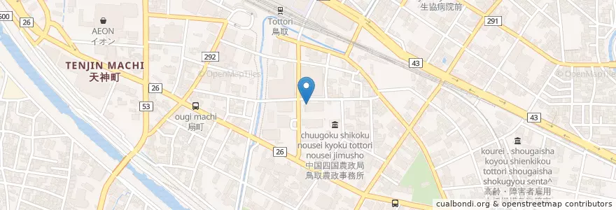 Mapa de ubicacion de 中国四国管区行政評価局 鳥取行政評価事務所 en 일본, 돗토리현, 鳥取市.