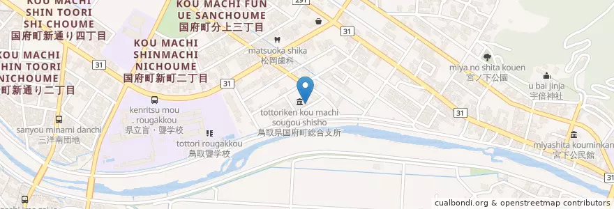 Mapa de ubicacion de 中国地方整備局殿ダム工事事務所 en Japan, 鳥取県, 鳥取市.