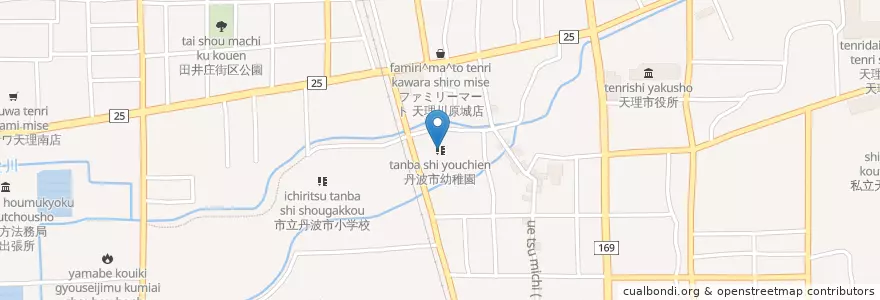 Mapa de ubicacion de 丹波市幼稚園 en Jepun, 奈良県, 天理市.