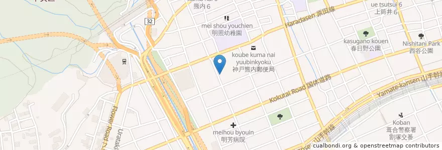 Mapa de ubicacion de 二宮保育所 en 日本, 兵庫県, 神戸市, 中央区.