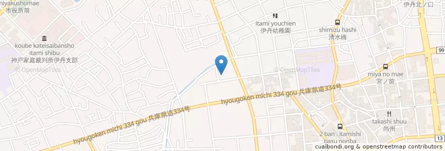 Mapa de ubicacion de 伊丹市立中央保育所 en Jepun, 兵庫県, 伊丹市.