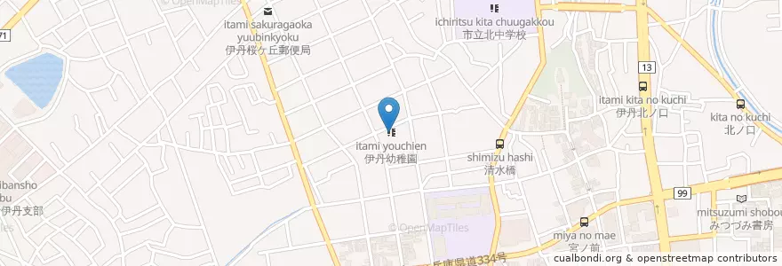 Mapa de ubicacion de 伊丹幼稚園 en Giappone, Prefettura Di Hyōgo, 伊丹市.