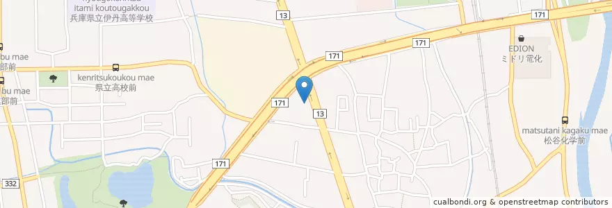 Mapa de ubicacion de 伊丹警察署北村交番 en Japonya, 兵庫県, 伊丹市.