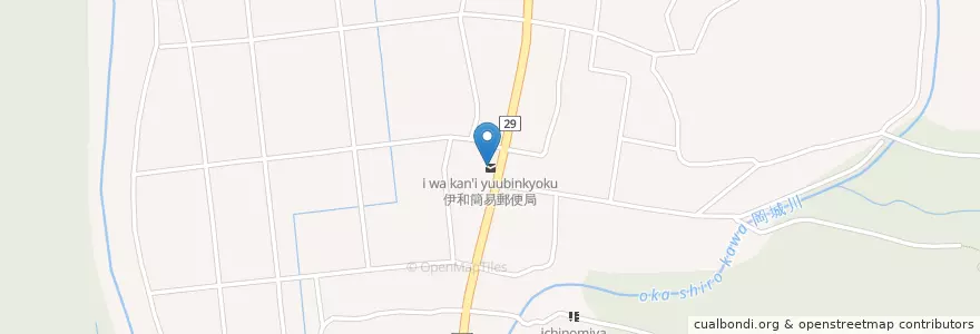 Mapa de ubicacion de 伊和簡易郵便局 en 日本, 兵庫県, 宍粟市.