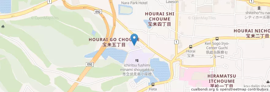 Mapa de ubicacion de 市立伏見南幼稚園 en Japão, 奈良県, 奈良市.