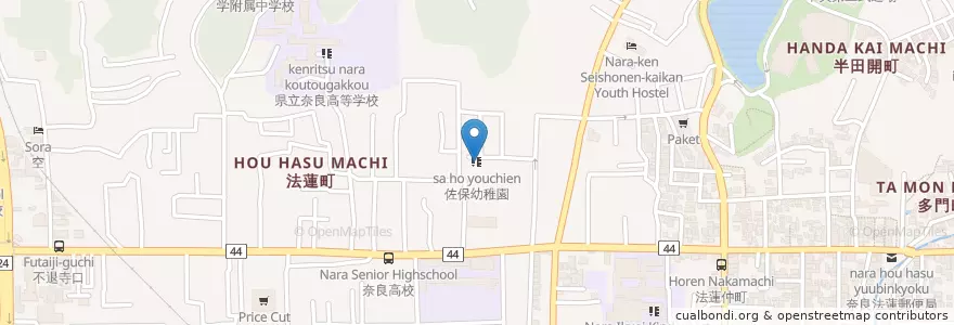 Mapa de ubicacion de 佐保幼稚園 en 日本, 奈良県/奈良縣, 奈良市.