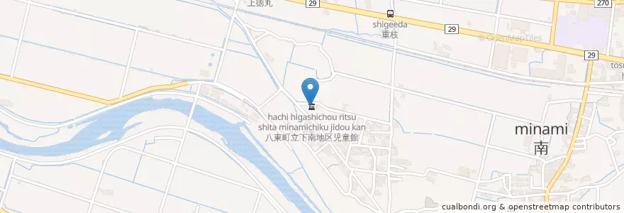 Mapa de ubicacion de 八東町立下南地区児童館 en ژاپن, 鳥取県, 八頭郡, 八頭町.