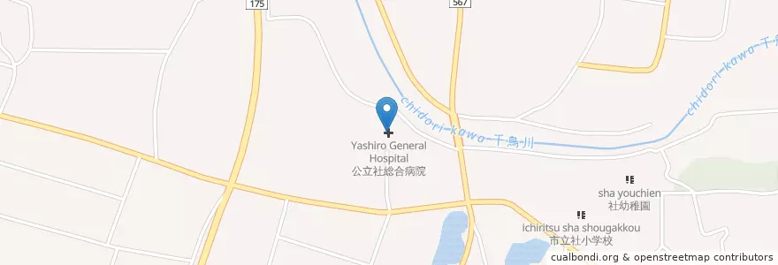 Mapa de ubicacion de 公立社総合病院 en 日本, 兵庫県, 加東市.