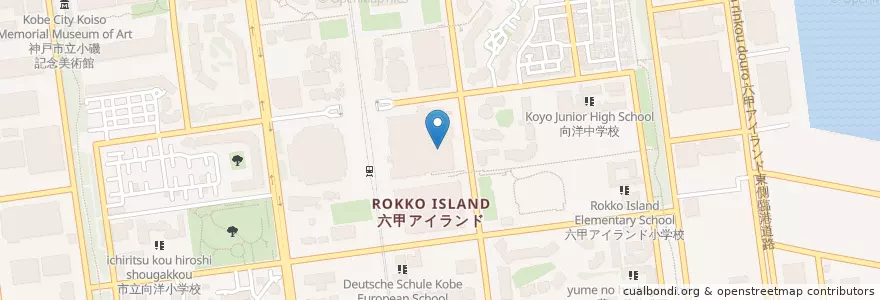 Mapa de ubicacion de 六甲アイランド病院 en ژاپن, 兵庫県, 神戸市, 東灘区.