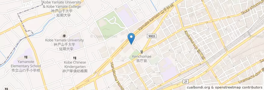 Mapa de ubicacion de 兵庫県庁内郵便局 en Japon, Préfecture De Hyōgo, 神戸市, 中央区.