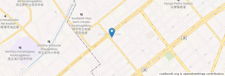 Mapa de ubicacion de 兵庫警察署皿池交番 en اليابان, 兵庫県, 神戸市, 兵庫区.