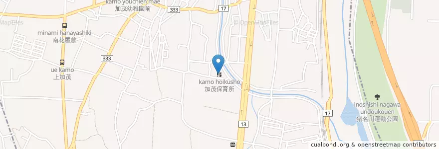 Mapa de ubicacion de 加茂保育所 en Japão, 兵庫県, 川西市.