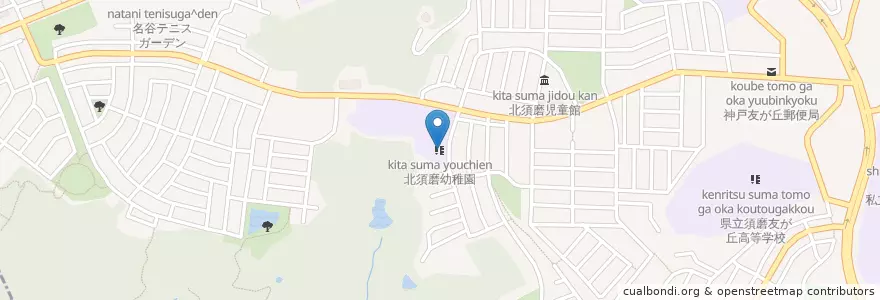 Mapa de ubicacion de Kitasuma Kindergarten en Japan, Hyogo Prefecture, Kobe, Suma Ward.