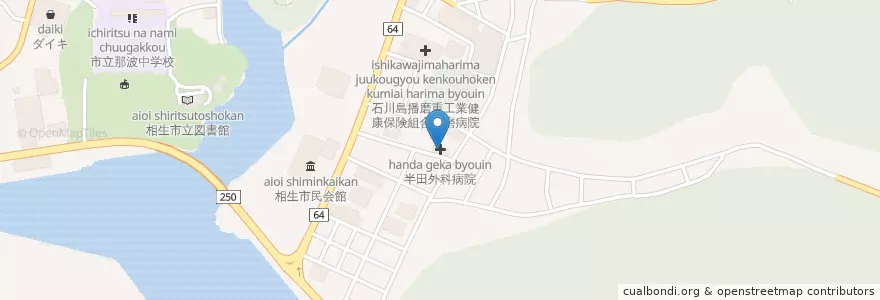 Mapa de ubicacion de 半田外科病院 en 日本, 兵庫県, 相生市.