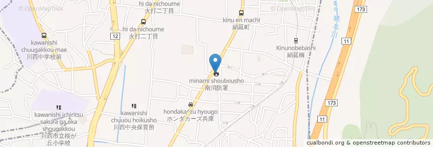 Mapa de ubicacion de 南消防署 en Japan, Präfektur Osaka, 池田市.