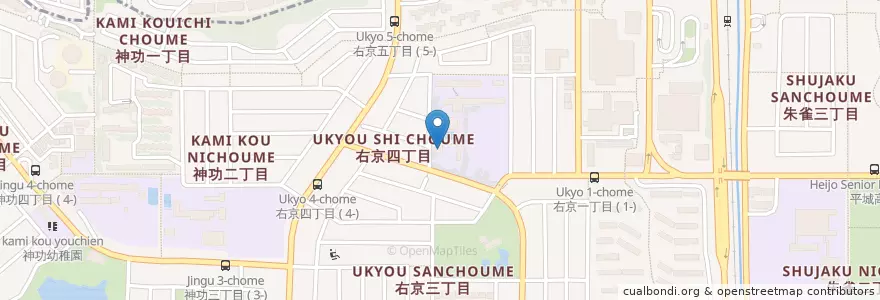 Mapa de ubicacion de 右京幼稚園 en 日本, 奈良県/奈良縣, 奈良市.