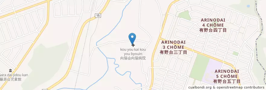 Mapa de ubicacion de 向陽会向陽病院 en Japan, Präfektur Hyōgo, 神戸市, 北区.