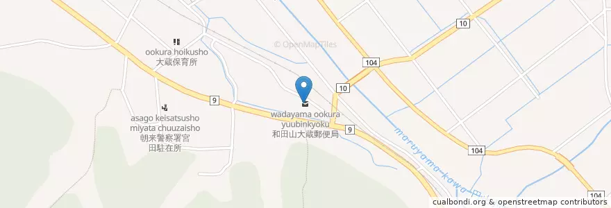 Mapa de ubicacion de 和田山大蔵郵便局 en Jepun, 兵庫県, 朝来市.