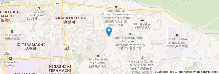 Mapa de ubicacion de 奈良教育大学附属小学校 en Japan, Präfektur Nara, 奈良市.