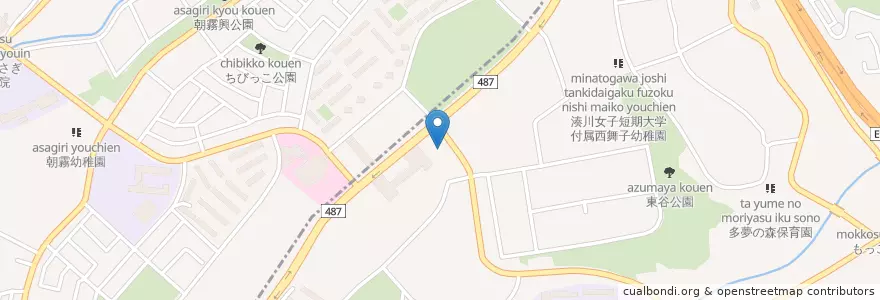 Mapa de ubicacion de 垂水警察署明舞交番 en 日本, 兵庫県, 明石市.