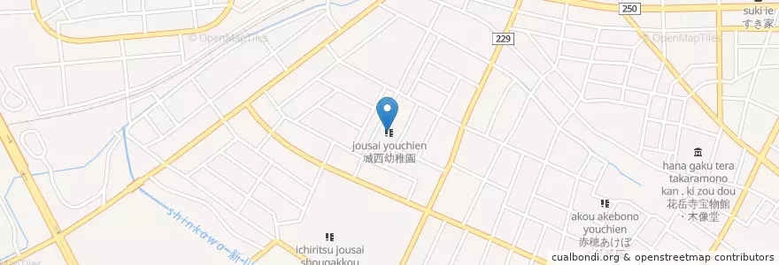 Mapa de ubicacion de 城西幼稚園 en 日本, 兵庫県, 赤穂市.