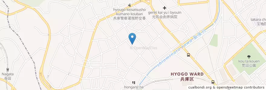 Mapa de ubicacion de 夢野児童館 en Japan, Präfektur Hyōgo, 神戸市, 兵庫区.