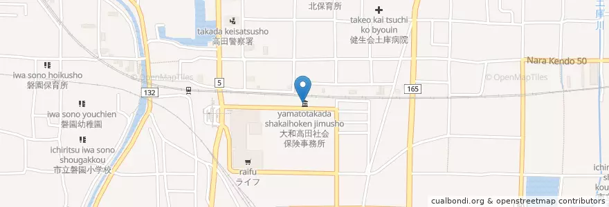 Mapa de ubicacion de 大和高田社会保険事務所 en اليابان, 奈良県, 大和高田市.