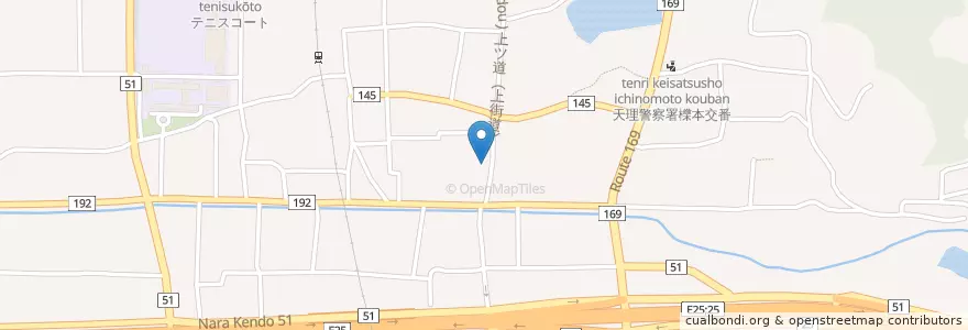 Mapa de ubicacion de 天理櫟本郵便局 en 日本, 奈良県, 天理市.